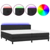 Vidaxl Box spring postelja z vzmetnico LED črna 200x200cm umetno usnje