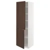 METOD Visoki element s policama/2 vrata, bela/Sinarp smeđa, 60x60x200 cm