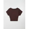Sinsay - Bluza sa dodatkom viskoze i raglan rukavom - braon
