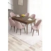 Hanah Home Set Trpezarijski sto i 6 stolica Roz, Roze-braon