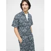 Jack & Jones Komplet srajca in kratke hlače iz blaga Milo Seersucker Resort 12297829 Mornarsko modra Loose Fit