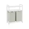 Songmics Košara za perilo 2 predelka 73x33x92 cm bela