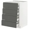 METOD/MAXIMERA Podstav omr 4 lč/2 nzk/3 sre prd, bela/Voxtorp temno siva, 60x60 cm