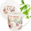 Komplet skodelic z metuljčki, žlica, krožnik, keramična skodelica 2+2+2, 330 ml, darilno