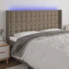 vidaXL LED posteljno vzglavje taupe 203x16x118/128 cm blago
