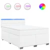 Vidaxl Box spring postelja z vzmetnico bel 160x200 cm umetno usnje