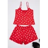 Trendyol Red 100% Cotton Heart Lace Detailed Rope Strap Knitted Pajama Set