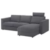 VIMLE Sofa trosed s lenjivcem, s naslonom za glavu/Gunnared zagasitosiva