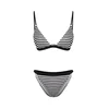 Trendyol Black and White Striped Triangle Textured Regular Bikini Set