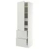 METOD / MAXIMERA Vis.el. s polic/4fiok/vrat/2front, bela/Aspudden svetlosiva, 60x60x220 cm