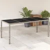 vidaXL vidaXL Vrtna miza s stekleno ploščo sv. siva 190x90x75 cm poli ratan, (21095714)