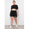 Trendyol Curve Black Printed Piping Detailed Knitted Shorts & Bermuda