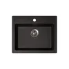 Metalac X Granit Quadro 60 Usadna kvarcna sudopera sa sifonom, Crna, O 90 , 600x500 mm