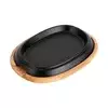 Oval fajita hotplate, 26 x 19 cm, with wooden serving platter - LAVA
