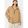 Trendyol Camel Plush Knitted Sports Sweatshirt