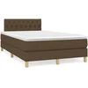 VIDAXL Box spring postelja z vzmetnico LED tem. rjava 120x190 cm blago