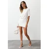 Trendyol White Soft Fabric Fitted/Fitted Short Sleeve Stretchy Knitted Mini Pencil Dress