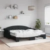 Vidaxl Izvlečna dnevna postelja z vzmetnicami črna 90x190 cm blago
