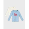 Sinsay - Pamučne majice dugih rukava sa motivom građevinskih vozila 2 pack - grey blue