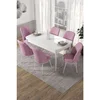 Hanah Home trpezarijski set Via, sto na razvlačenje i 6 stolica, bela ploča, roze tkanina Jerry