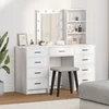 Toaletni stol s ladicama 3 pcs Bijelo Konstruirano drvo