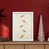 WallXpert novogodišnja uramljena MDF slika 3752CHRCT-009, pet glava Sneška Belića sa nosom od šargarepe, 37 x 52 cm