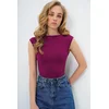 Trend Alacati Stili Ženska bluza bez rukava Alc-X13495, Okrugli izrez, Ljubičasta