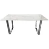 Casa Padrino luxury dining table white/silver 160 x 80 x H. 75 cm - Dining room table with faux marble top - Dining room furniture - Luxury furniture - Luxury furnishings