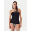 Top za kopanje MICHAEL Michael Kors SHIRRED HALTER TANKINI črna barva, MM7M760