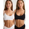 Trendyol Black-White 2-piece Seamless Lace Detail Non-wired Cupless Bralette Knitted Bra