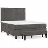 Vidaxl Box spring posteljni z vzmetnico temno siv 140x190 cm žamet