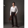 Sinsay - Elegantne flare pantalone na crtu - tamno braon