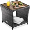 Northix Stranska mizica iz poliratana, siva, 45x45x40 cm