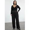 Trendyol Curve Black Body-fitting Double-breasted Knitted Bodysuit