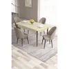Hanah Home trpezarijski set Roz, sto na razvlačenje i 4 stolice, krem ploča, noge boje oraha, kapućino tkanina Babyface