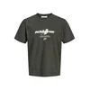 JACK & JONES Majica JCOClub greige / temno zelena / bela