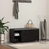 vidaXL Haldna klop z blazino Enobarvno Črna Orehovina 100 x 38 x 46 cm
