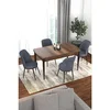Hanah Home trpezarijski set Kor, sto na razvlačenje i 4 stolice, ploča u dekoru drveta Baroque, dimno siva tkanina Jerry