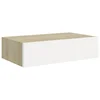 Zidna polica s ladicama hrast i bijela 40x23,5x10 cm MDF