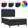 Krevet box spring s madracem LED crni 140x200cm od umjetne kože