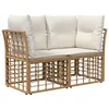 Vanjski loveseat 2 pcs Prirodna i krema bijela poliratan