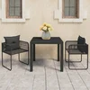 3-dijelni vrtni blagovaonski set od PVC ratana crni
