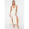 Trendyol Bridal Ecru Maxi Knitted Bead Accessory Beach Dress
