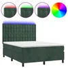 Vidaxl Box spring postelja z vzmetnico LED tem. zelena 140x190cm žamet