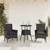 Vidaxl vidaXL 3-delni komplet vrtnega pohištva z blazinami, črne barve, poli ratan