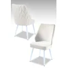 HANAH HOME Set 2 stolice Pufi Cream White