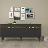 Hanah Home Konzola Hayat KB150, 150x80x35 cm, Antracit-zlatne boje