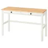 HEMNES Radni sto s 2 fioke, belo bajcovano/svetlosmeđa, 120x47 cm