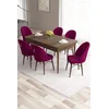 Hanah Home Set Trpezarijski sto i 6 stolica Roz, Bordo-braon