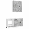 vidaXL Set omar s predalom z vrati 5 pcs Betonsko siva Konstruiran les
